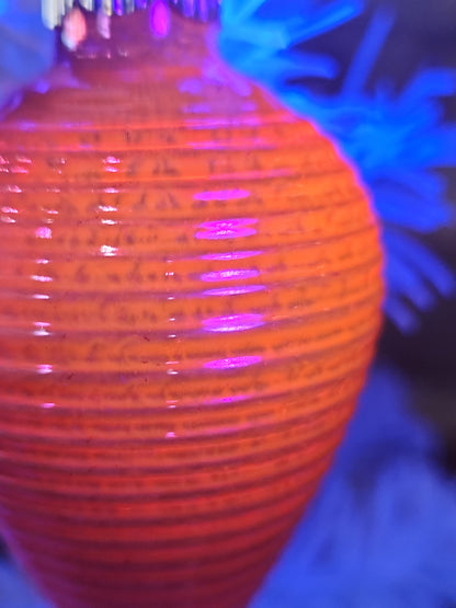 Vintage Shiny Brite Glass Chinese Lantern Ornament Hot Pink Christmas Ornament GLOWS o2