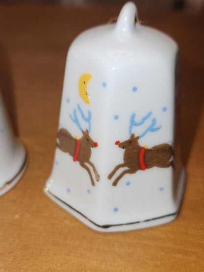 Vintage Lillian Vernon 1984 Partridge In a Pear Tree and 1986 Santa Sleigh Reindeer Christmas Ornament bell bell56