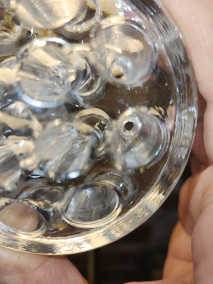 Vintage Flower Frog Clear Glass has 11 Holes AS Is ff12