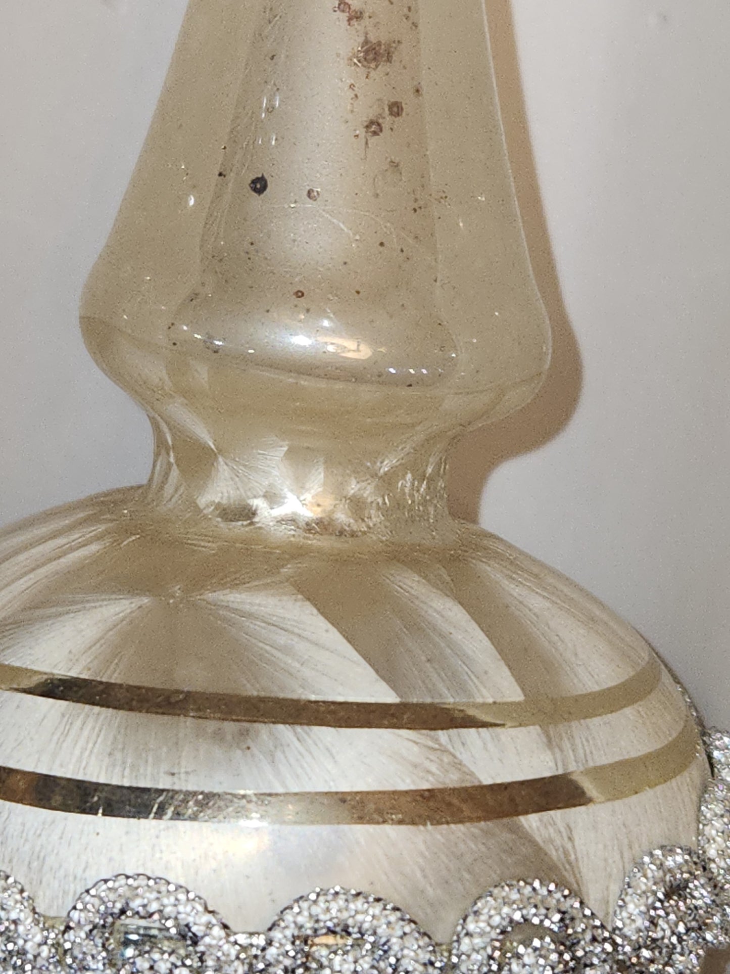 Vintage Rauch Hand Blown Mercury Glass Tree Topper White Gold Glass with Box Box tt11