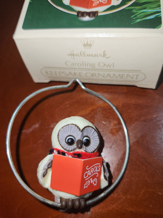 Vintage Hallmark Keepsake Ornament Caroling Owl 1983 miniature