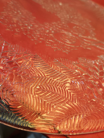 Vintage Pilgrim Glass Serving Plate Platter With a Goose Wearing a Wreath pl81