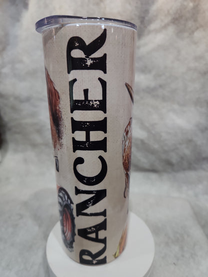 20 Oz Stainless Steel Insulated Tumbler Rancher, Horse, Cow, Chicken, Tractor imperfect tr5