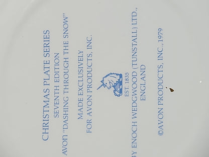 Vintage Avon Christmas 1979 Dashing Through the Snow Plate with Original Box. Enoch Wedgewood England