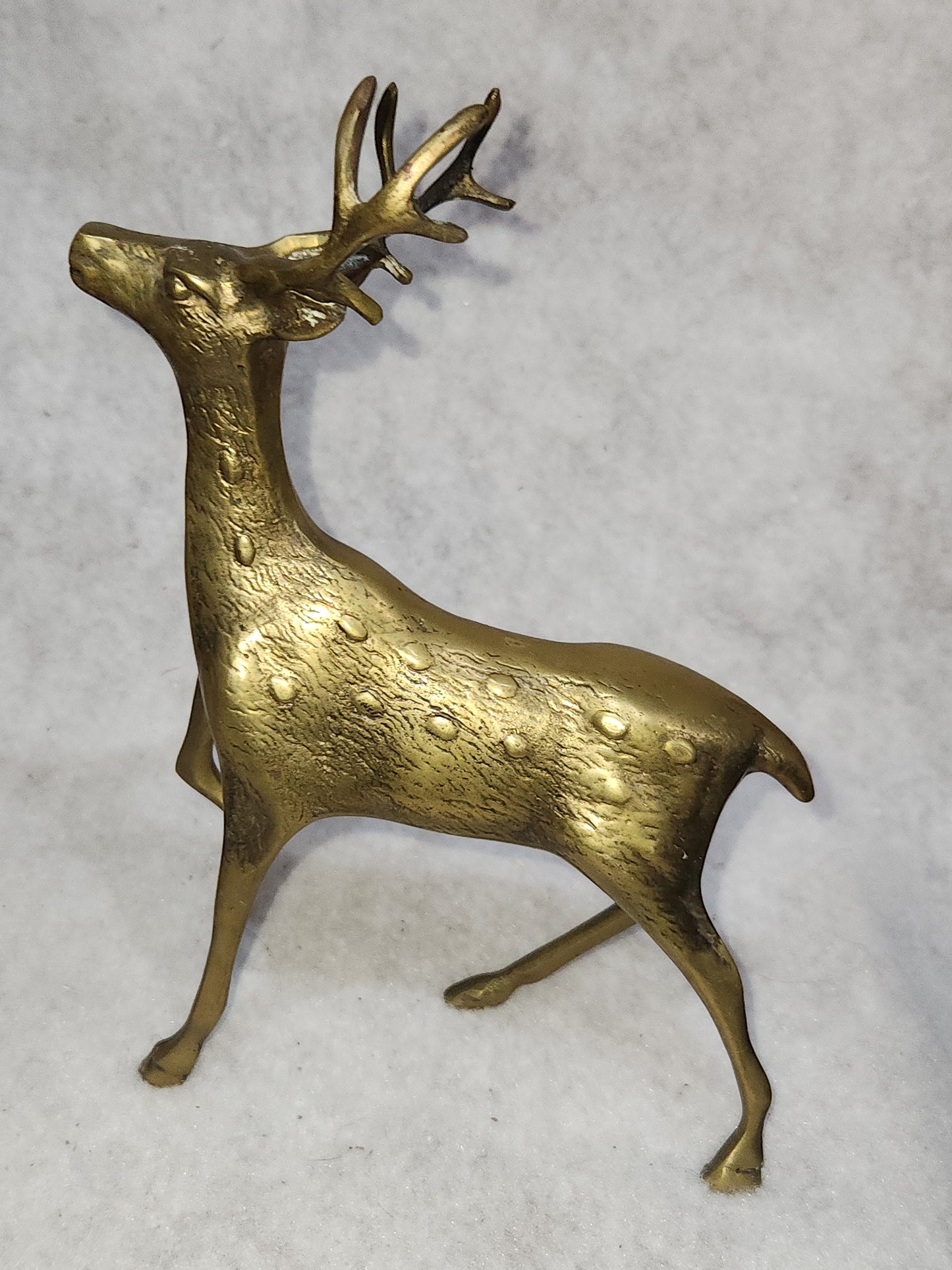 Vintage Solid Brass Doe and 8 Point Prancing Buck Korea br150