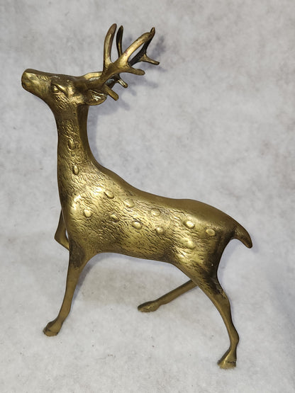 Vintage Solid Brass Doe and 8 Point Prancing Buck Korea br150