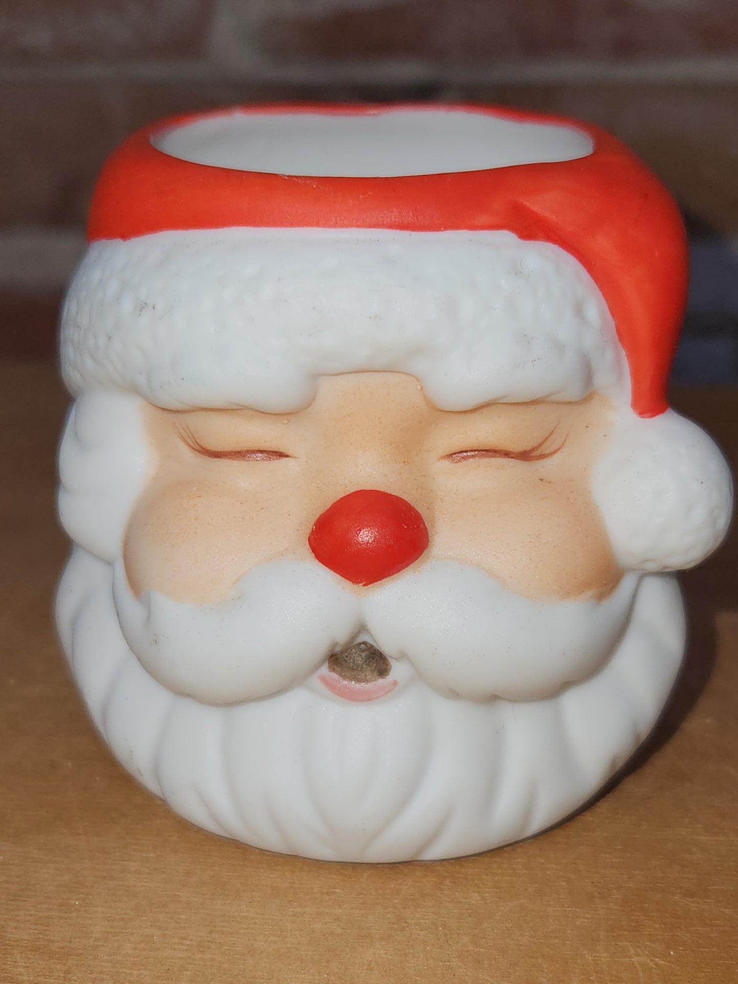 Vintage Hallmark Cards Ambassador Santa Claus Head Candle Holder Ceramic sa5