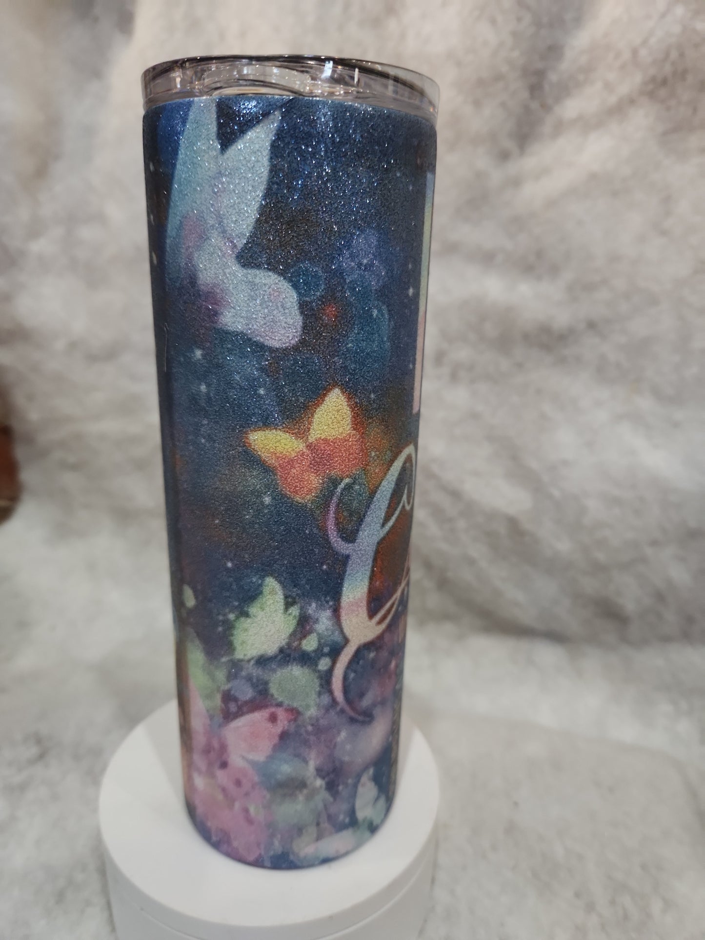 20 Oz Stainless Steel, Insulated, glitter Tumbler.  I can do all things through him tg91