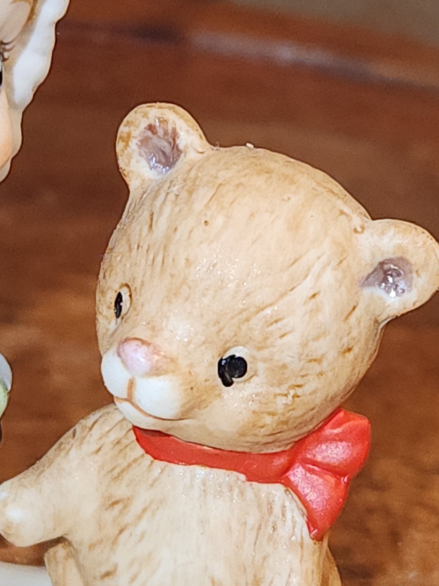 Vintage Lefton Christmas Figurines Girl Holding Gifts And Bear ch6