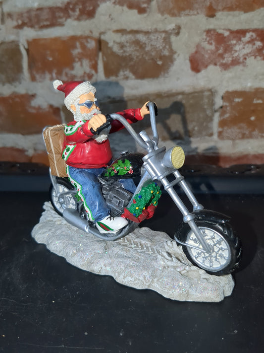 Christmas Limited Edition Rebel Without A Claus motorcycle Figurine "Revved Up for Christmas" by Hamilton r12
