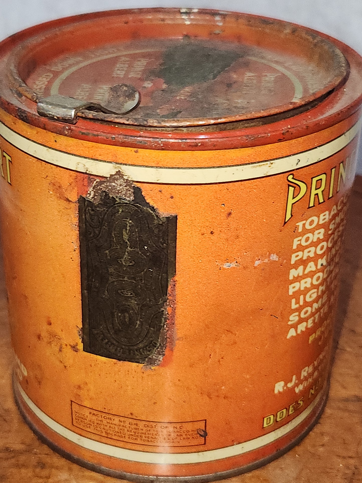 Vintage Prince Albert Tobacco Can Tin with lid opener t11 EMPTY
