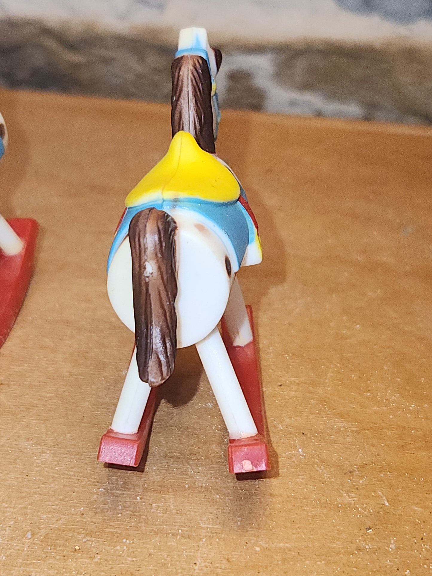 Vintage Wilton Cake Topper Toy Rocking Horse Plastic Miniature Dollhouse Figurine Set of 2 1978 Hong Kong AS IS rh6