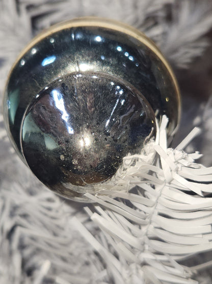 Vintage Premier Glass Christmas Ornament Lantern Silver Gold White vo8