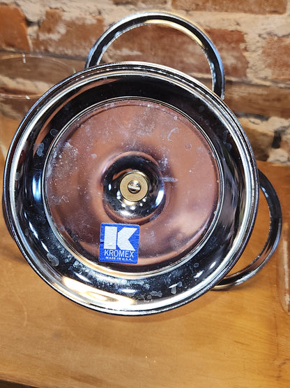 Kromex Three Cup Glass and Metal Condiments Lazy Susan kit21