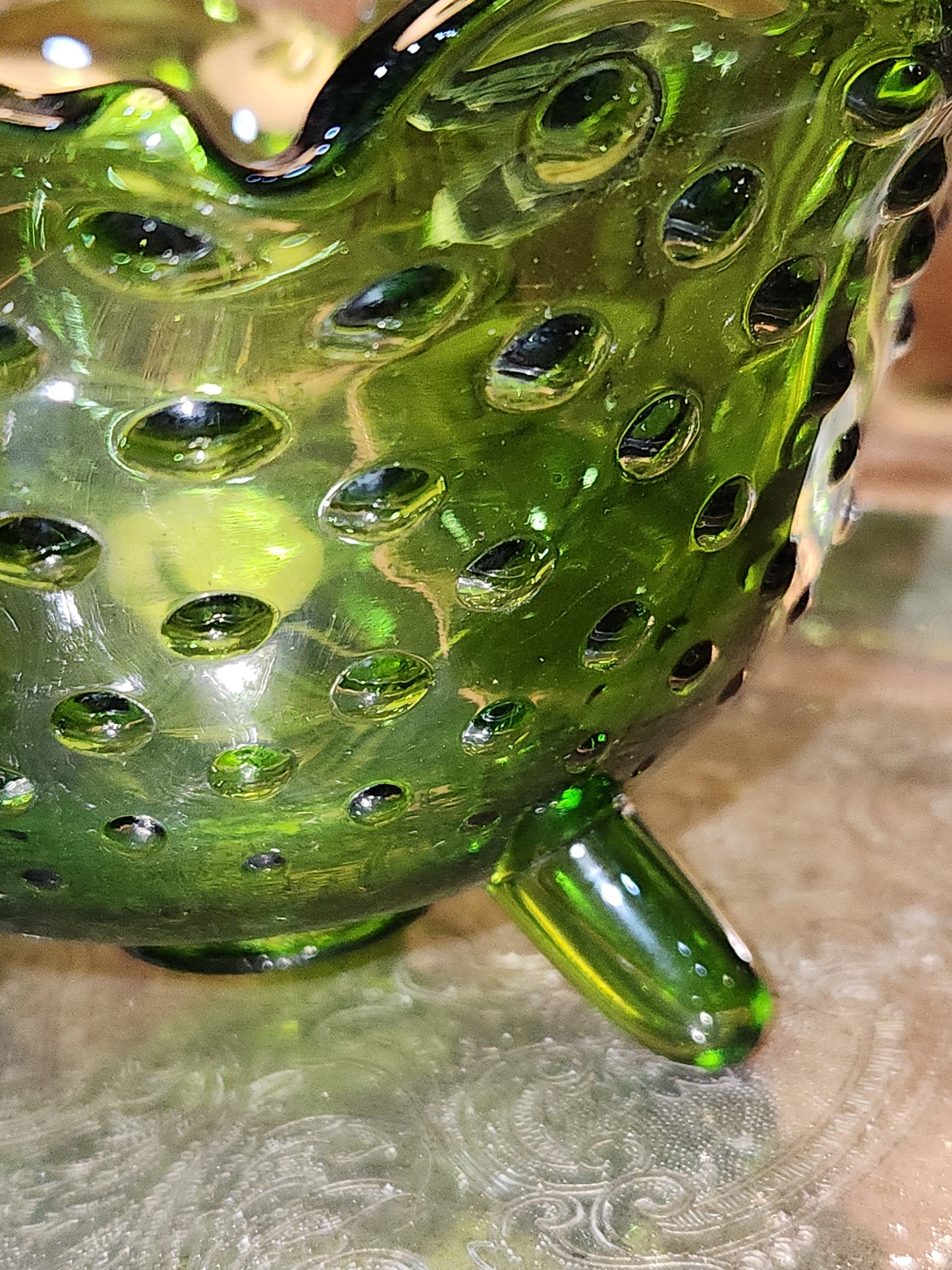 Vintage Heritage Handmade by Smith Green and Hobnail Glass Bowl with 3 legs gl99