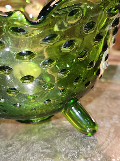 Vintage Heritage Handmade by Smith Green and Hobnail Glass Bowl with 3 legs gl99