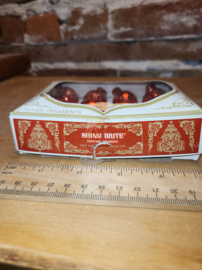 Box of Shiny Brite red ornaments .98" 1" 25mm box of 12 Box As Is No Hangers BO05