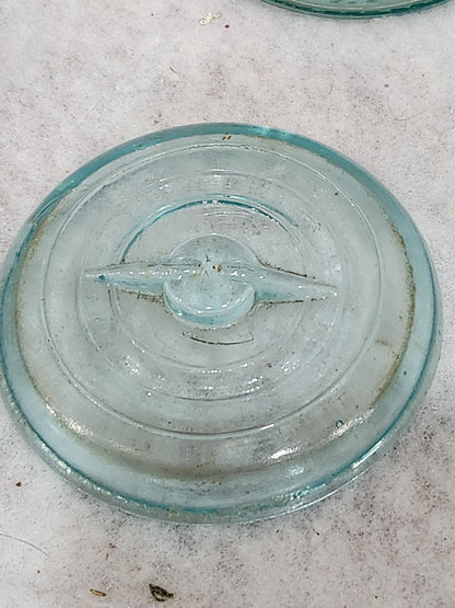 Vintage ATLAS E-Z SEAL Blue Mason Pint Jar glass lid Wire Bail Trade Mark Reg cornflower light aqua blue jar88