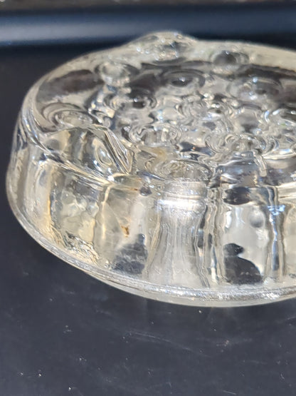 Vintage Clear Glass Flower Frog Planter 13 Holes 4"x1.25" g259