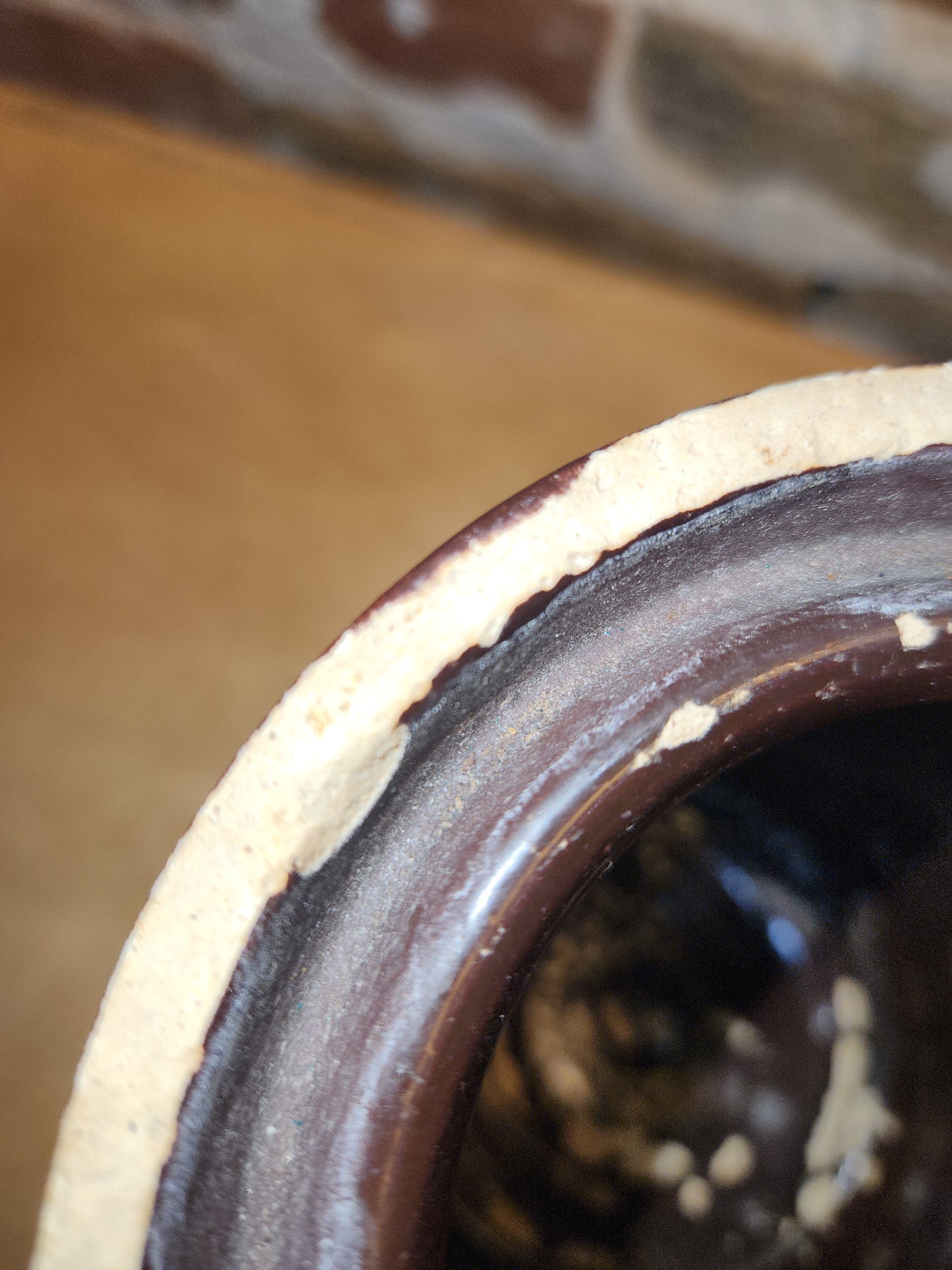 Antique Brown Glazed Stoneware Crock Jar cr5