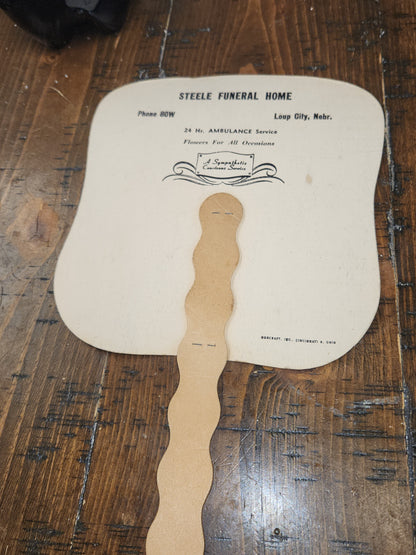 Vintage Advertising Fans Set of 3 Steele Funeral Home Nebraska Norcraft Inc. Cincinnati Ohio fan5
