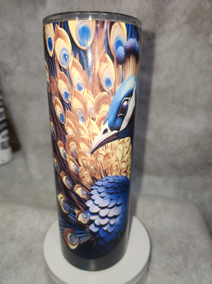 20 oz Stainless Steel Insulated tumbler with a handle Peacock thp1