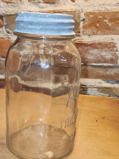 Atlas Strong Shoulder Mason Clear Glass Quart Jar with Atlas Zinc Lid jar1