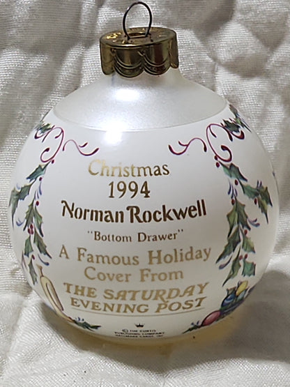 Vintage Hallmark Keepsake Ornament 1994 Norman Rockwell Art painting of "Bottom Drawer"