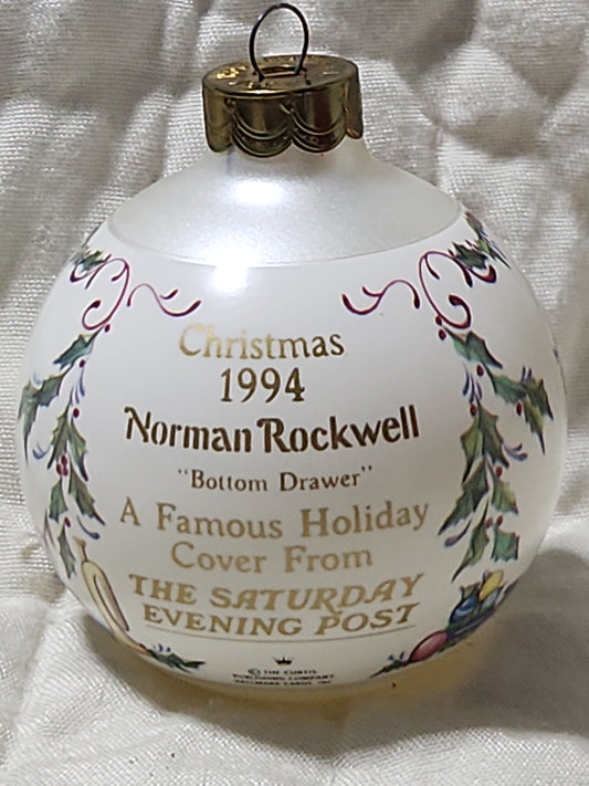 Vintage Hallmark Keepsake Ornament 1994 Norman Rockwell Art painting of "Bottom Drawer"