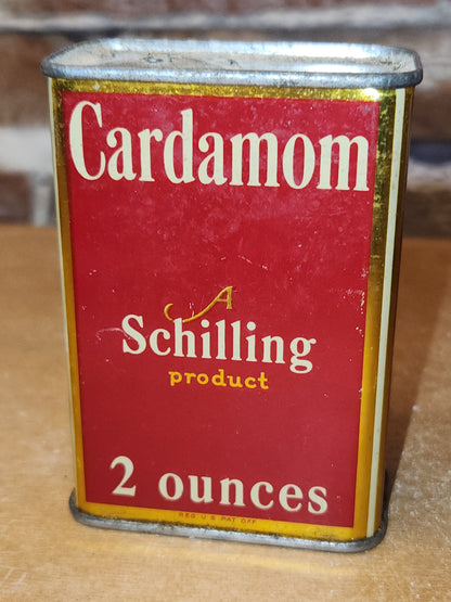 Vintage Schilling Spice Tin Cardamom Mostly Empty 2 Ounces Schilling Spice & Co. SAN Francisco t669