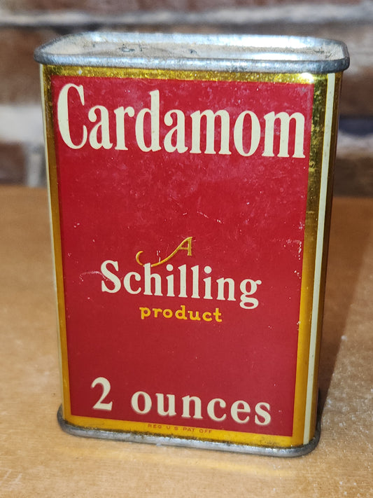 Vintage Schilling Spice Tin Cardamom Mostly Empty 2 Ounces Schilling Spice & Co. SAN Francisco t669
