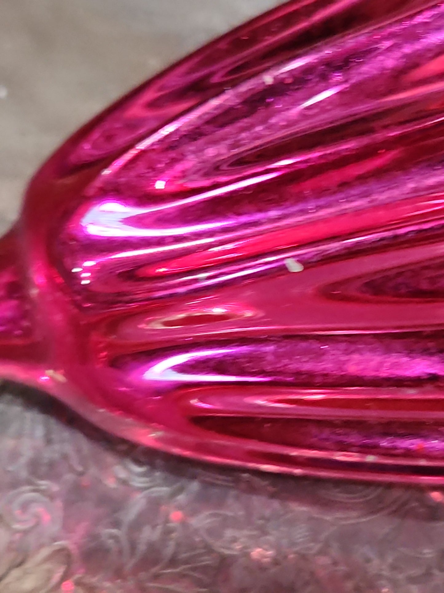 Vintage Shiny Brite Parachute Glass Ornament Hot Pink Made in USofA AS IS O1