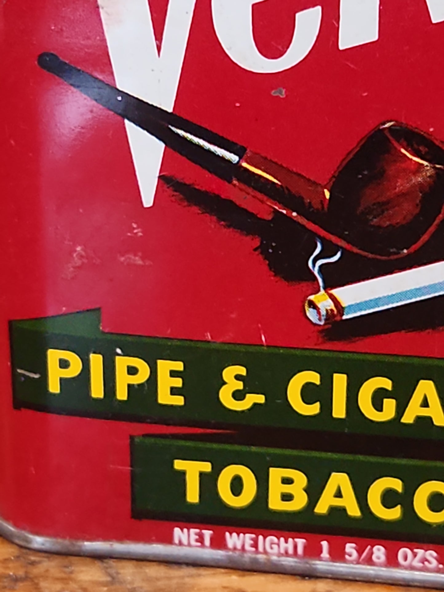 Vintage Tobacco Velvet pipe and cigarette 1 1/2 oz  Kentucky tin977