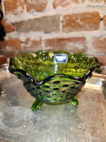 Vintage Heritage Handmade by Smith Green and Hobnail Glass Bowl with 3 legs gl99