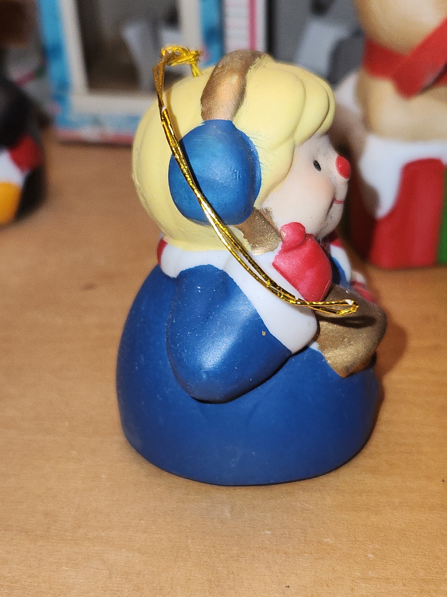 Vintage 3 Giftco Holly Bells and 1 BOA Ring-a-Lings Porcelain Bell Ornaments Set of 4