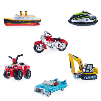 Classic Convertible Blue Retro Car Glass Christmas Ornament