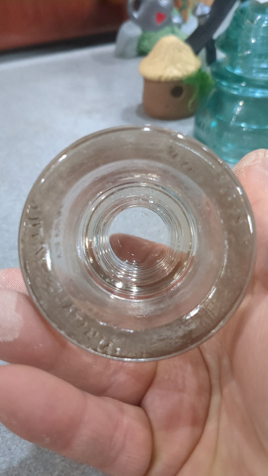 Vintage Whitall Tatum Co. No. 3 clear glass insulator made in USA marked 25-42 A
