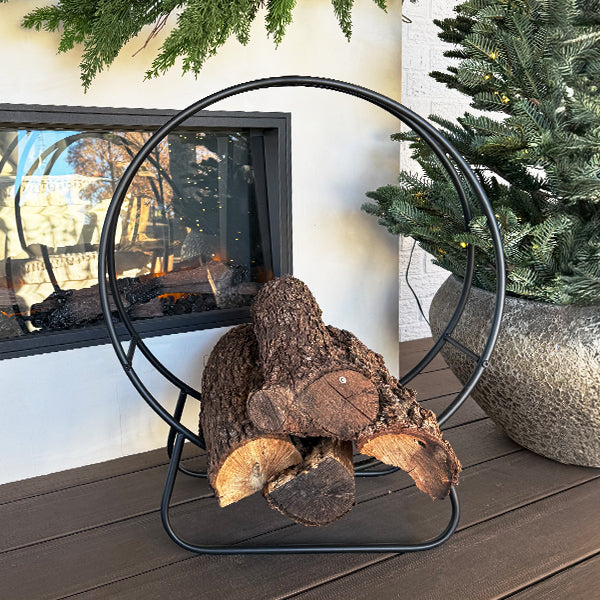 Black Iron Loop Fireplace Log Holder  NOT AVAILABLE AT MINDEN LOCATION