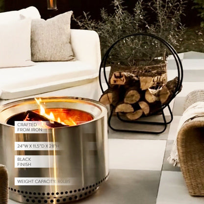 Black Iron Loop Fireplace Log Holder  NOT AVAILABLE AT MINDEN LOCATION