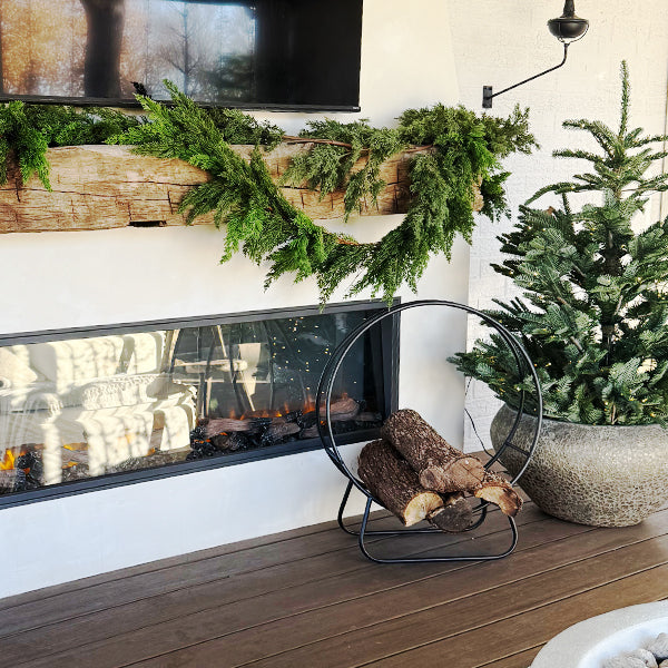 Black Iron Loop Fireplace Log Holder  NOT AVAILABLE AT MINDEN LOCATION